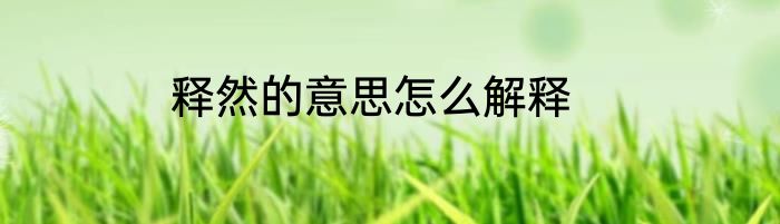 释然的意思怎么解释
