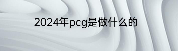 2024年pcg是做什么的