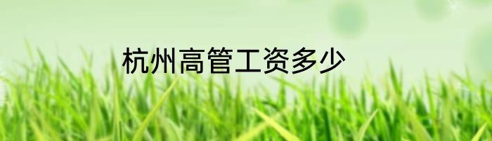 杭州高管工资多少