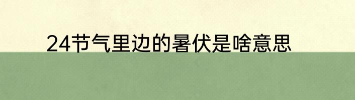 24节气里边的暑伏是啥意思
