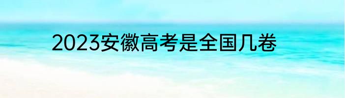 2023安徽高考是全国几卷