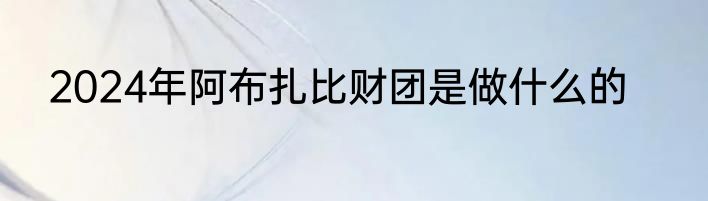 2024年阿布扎比财团是做什么的