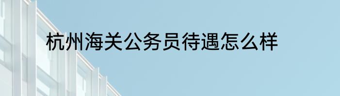 杭州海关公务员待遇怎么样