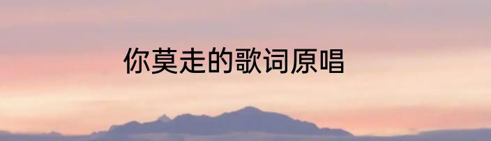 你莫走的歌词原唱