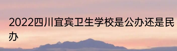 2022四川宜宾卫生学校是公办还是民办