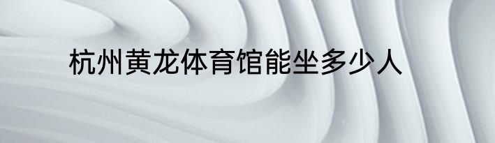 杭州黄龙体育馆能坐多少人