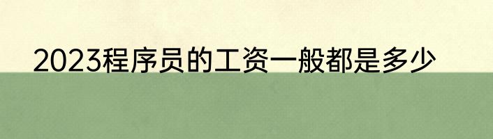 2023程序员的工资一般都是多少