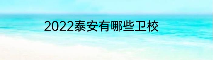 2022泰安有哪些卫校