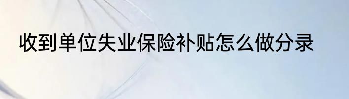 收到单位失业保险补贴怎么做分录