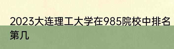 2023大连理工大学在985院校中排名第几