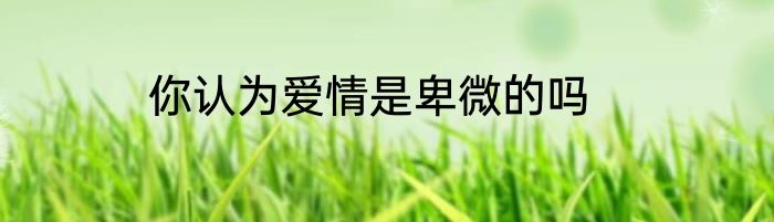 你认为爱情是卑微的吗