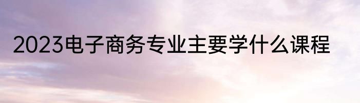 2023电子商务专业主要学什么课程