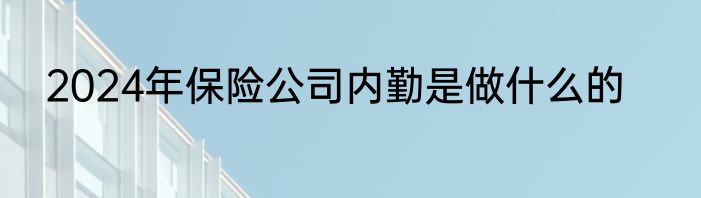 2024年保险公司内勤是做什么的