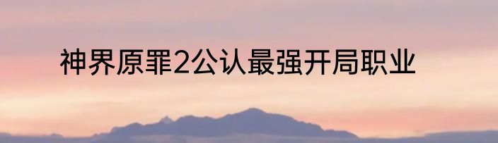 神界原罪2公认最强开局职业