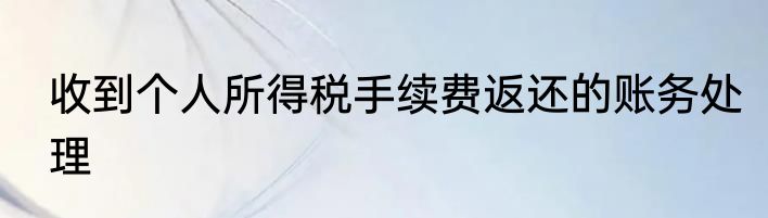 收到个人所得税手续费返还的账务处理