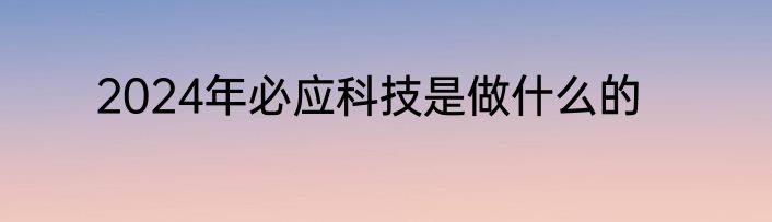 2024年必应科技是做什么的