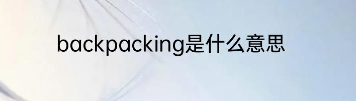 backpacking是什么意思
