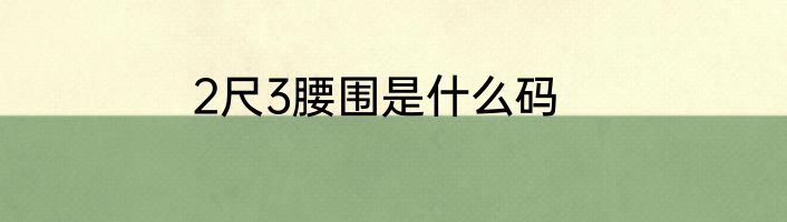 2尺3腰围是什么码