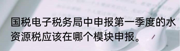 国税电子税务局中申报第一季度的水资源税应该在哪个模块申报。