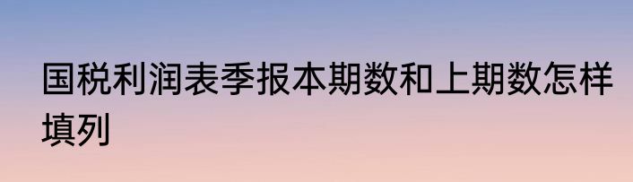 国税利润表季报本期数和上期数怎样填列