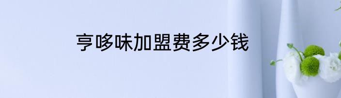 亨哆味加盟费多少钱