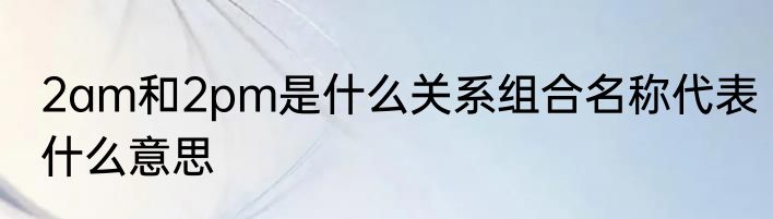 2am和2pm是什么关系组合名称代表什么意思