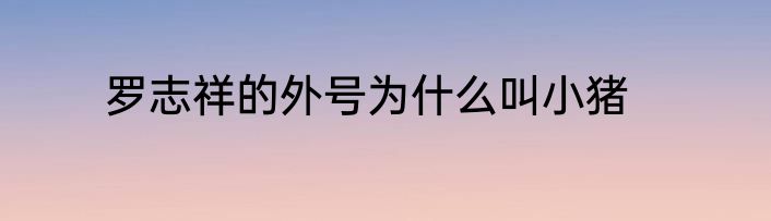 罗志祥的外号为什么叫小猪