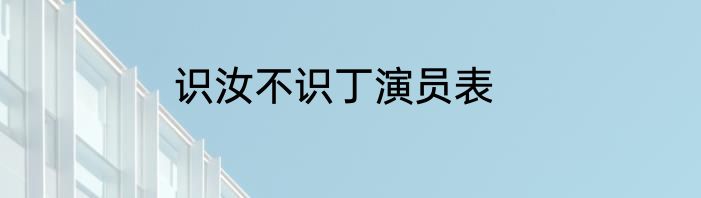 识汝不识丁演员表