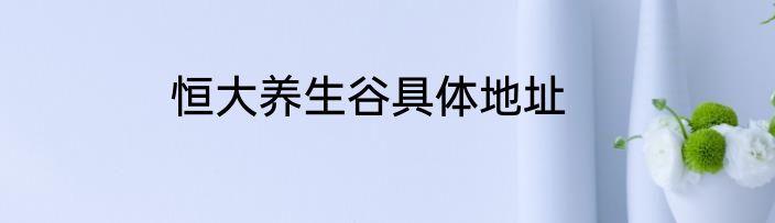 恒大养生谷具体地址