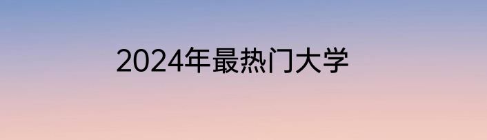 2024年最热门大学