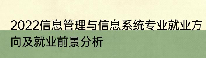 2022信息管理与信息系统专业就业方向及就业前景分析