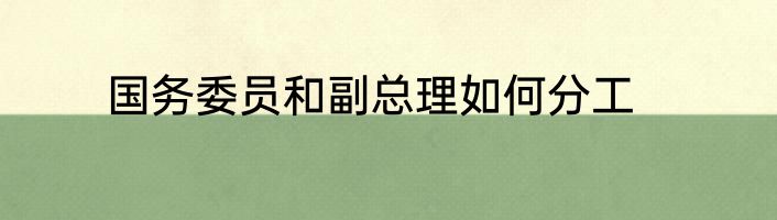 国务委员和副总理如何分工