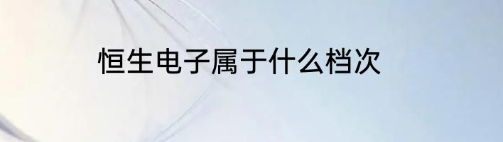 恒生电子属于什么档次
