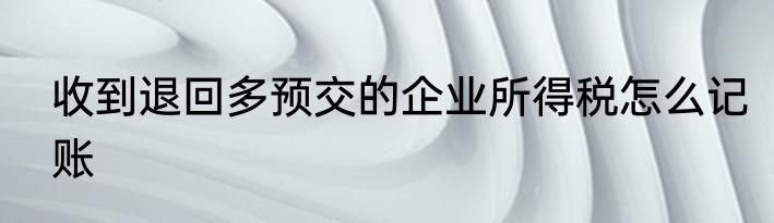 收到退回多预交的企业所得税怎么记账