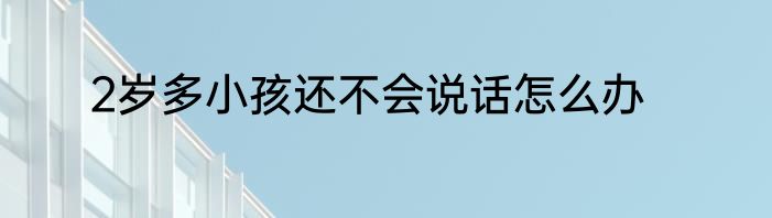2岁多小孩还不会说话怎么办