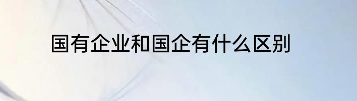 国有企业和国企有什么区别