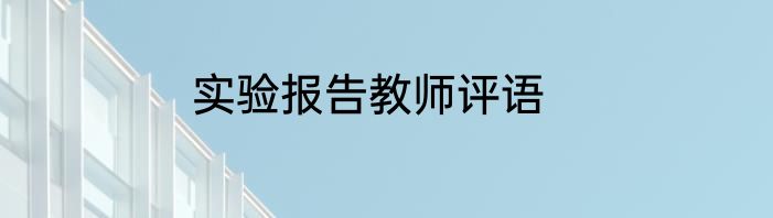 实验报告教师评语