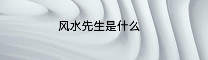 风水先生是什么