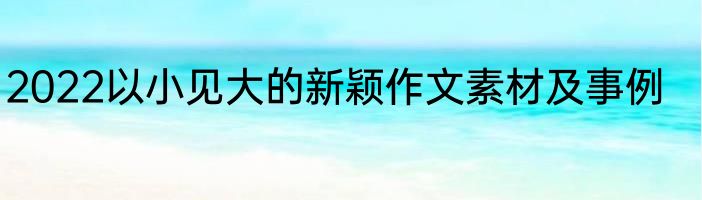 2022以小见大的新颖作文素材及事例