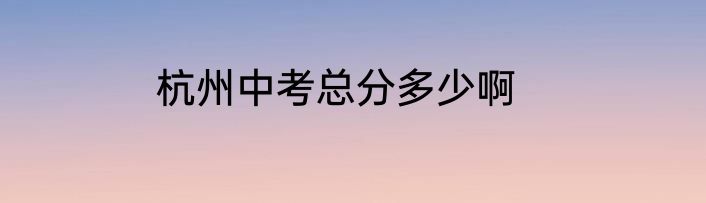 杭州中考总分多少啊