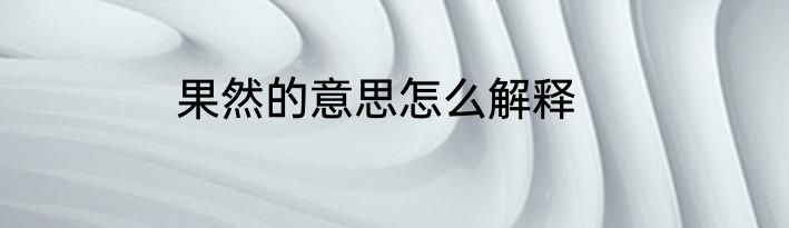 果然的意思怎么解释