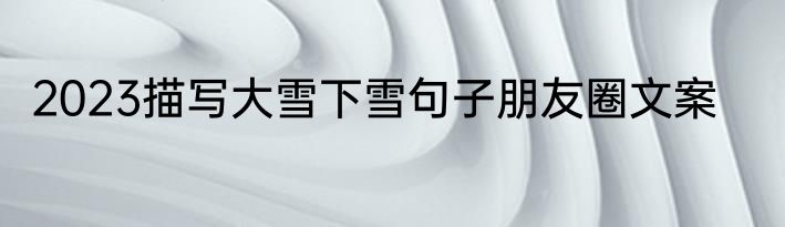 2023描写大雪下雪句子朋友圈文案
