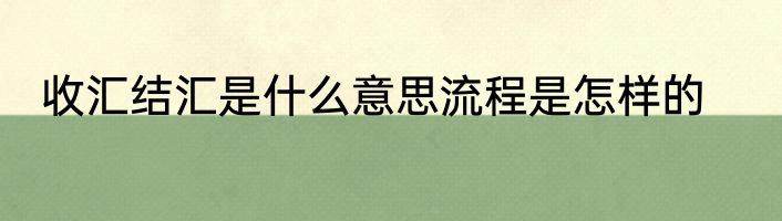 收汇结汇是什么意思流程是怎样的