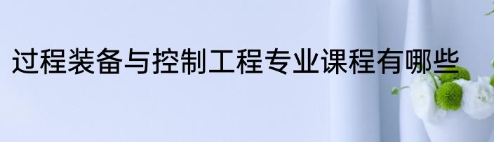 过程装备与控制工程专业课程有哪些