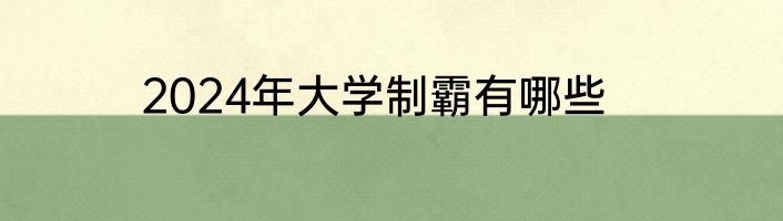 2024年大学制霸有哪些