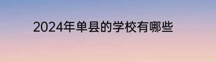 2024年单县的学校有哪些