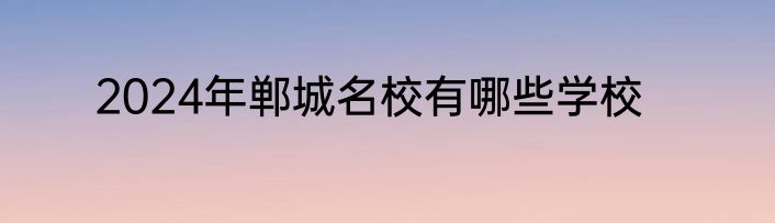 2024年郸城名校有哪些学校