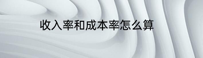 收入率和成本率怎么算