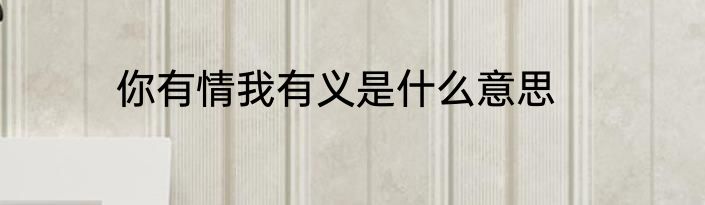 你有情我有义是什么意思