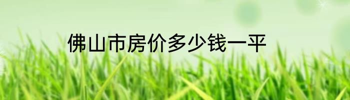 佛山市房价多少钱一平